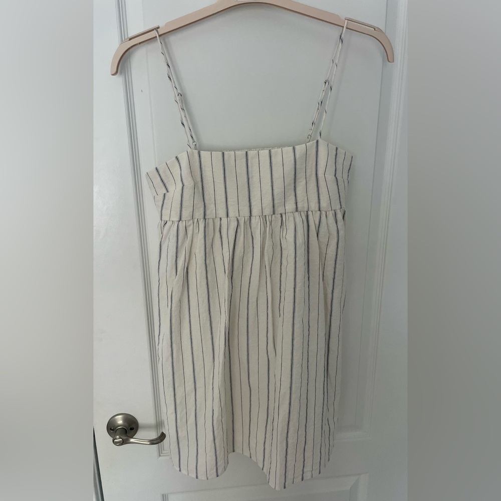 Blue and white stripe Zara mini dress with shorts underneath
